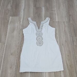 Lilly Pulitzer White Dress with Silver & Gold Embellishments Size 12